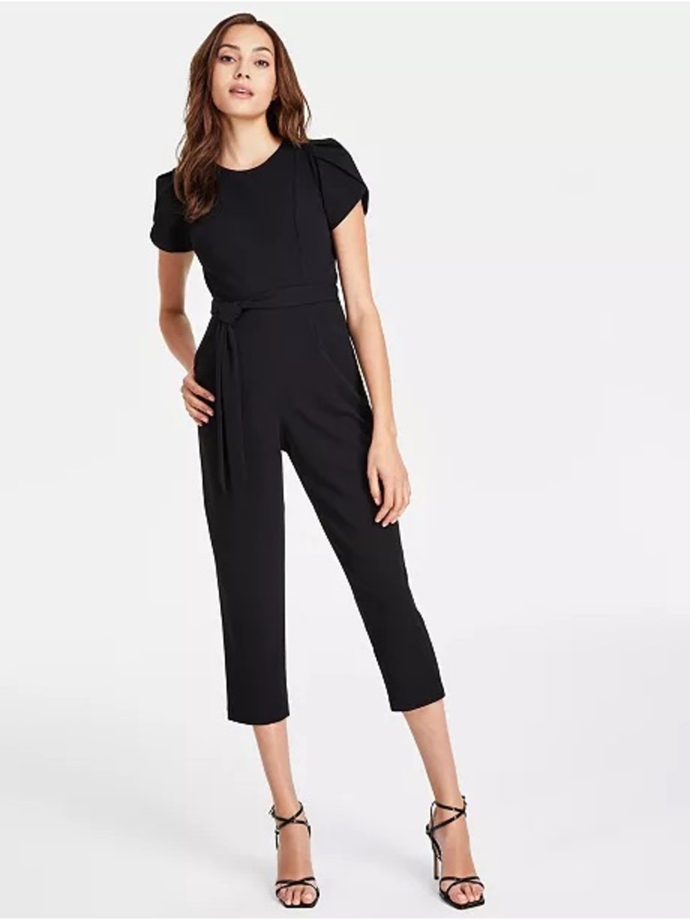 Calvin Klein Women's Tie-Waist Tulip-Sleeve Jumpsuit - Picture 2 of 5